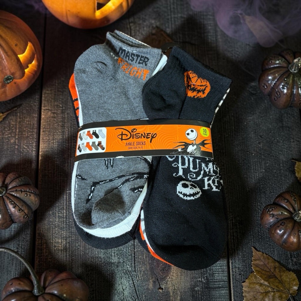 Disney Nightmare Before Christmas Jack Skellington 10 Pr Unisex Ankle Socks NWT